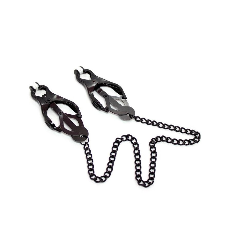 Japanese Nipple Clamps with Chain Black